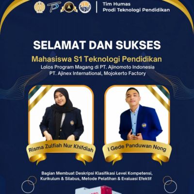 Bachelor of Educational Technology Students Passed the Internship Program at PT. Ajinomoto Indonesia, PT. Ajinex International, Mojokerto Factory