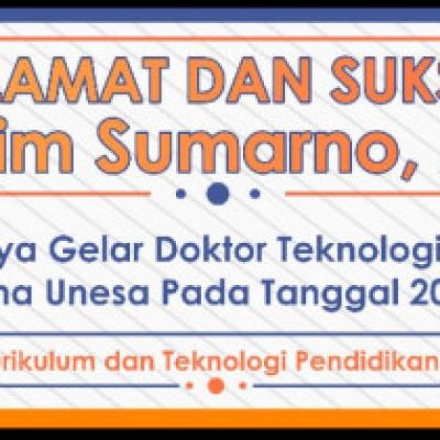 Selamat dan Sukses Dr. Alim Sumarno, M.Pd dan Dr. Irena Yolanita Maureen, S. Pd.,M.Sc. Atas Diraihnya Gelar Doktor Program Studi Teknologi Pendidikan