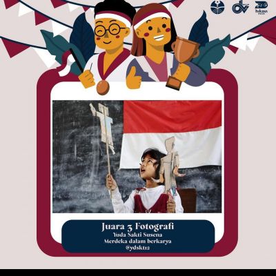 Congratulations for your achievement, Yuda Sakti Susena, won 3rd place in Photography with the theme "A17 National Celebration, Free Your Works" which was held by the DKV UPI Student Association, Universitas Pendidikan Indonesia