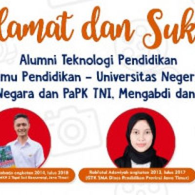 Selamat dan Sukses beberapa Alumni Teknologi Pendidikan dapat diterima sebagai Aparatur Sipil Negara (ASN) sebagai guru di SMKN, pegawai di Instansi Pemerintah dan dosen di Perguruan Tinggi Negeri