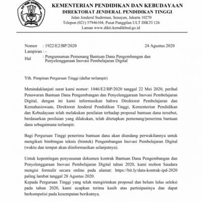 Surat Pengumuman Bantuan Dana IPD Publish