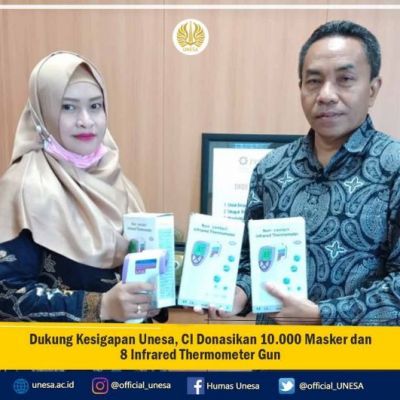 Dukung Kesigapan Unesa, CI Donasikan 10000 Masker dan 8 Infrared Thermometer Gun