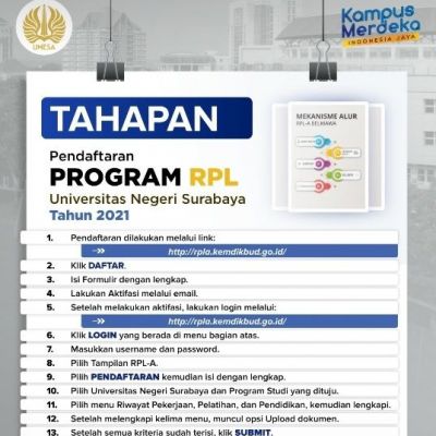 UNESA Buka Kesempatan Lanjut Studi S-1 dan S-2 Lewat Program Rekognisi Pembelajaran Lampau RPL 2021