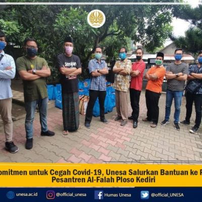 Berkomitmen untuk Cegah Covid-19, Unesa Salurkan Bantuan ke Pondok Pesantren Al-Falah Ploso Kediri
