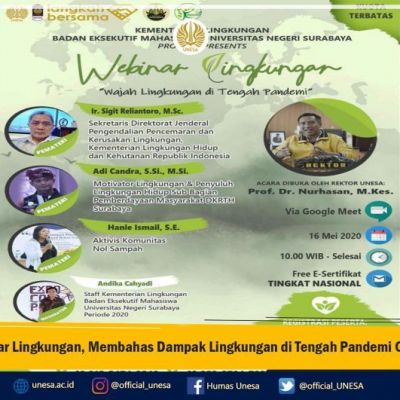 Webinar Lingkungan, Membahas Dampak Lingkungan di Tengah Pandemi Covid-19