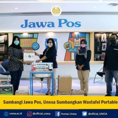 Sambangi Jawa Pos, Unesa Sumbangkan Wastafel Portabel