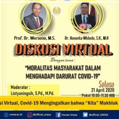 Diskusi Virtual, Covid-19 Mengingatkan bahwa Kita Makhluk Sosial