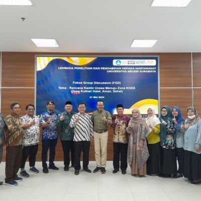 KDEKS Jatim dan Pusat Studi Halal, Pengurusan Obat, dan Makanan UNESA Gelar FGD Penguatan Zona KHAS