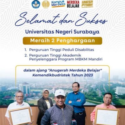 Ramah Disabilitas dan MBKM Mandiri Bawa UNESA Raih 2 Penghargaan Kemendikbudristek