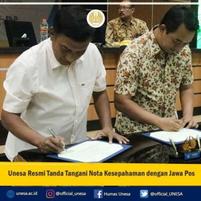 Unesa Resmi Tanda Tangani Nota Kesepahaman dengan Jawa Pos
