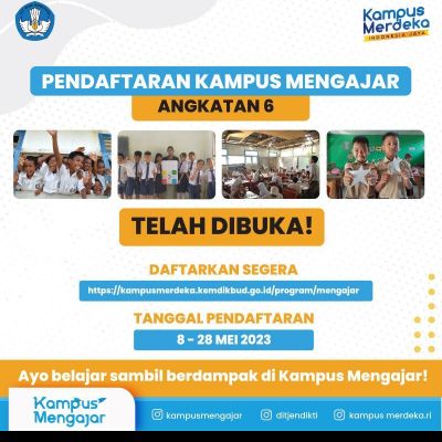 Dear Mahasiswa, Pendaftaran Kampus Mengajar Angkatan ke-6 Dibuka Sampai 28 Mei 2023