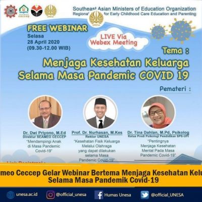 Seameo Ceccep Gelar Webinar Bertema Menjaga Kesehatan Keluarga Selama Masa Pandemik Covid-19