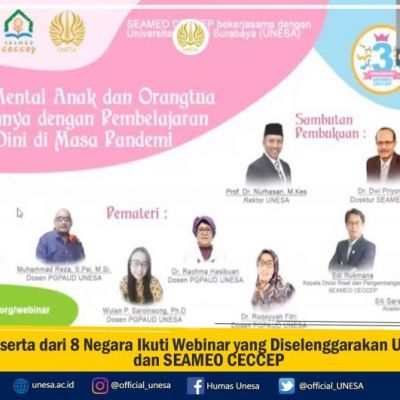 Peserta dari 8 Negara Ikuti Webinar yang Diselenggarakan Unesa dan SEAMEO CECCEP