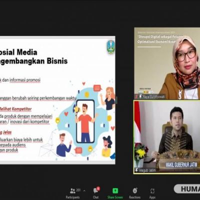 Webinar HMJPE UNESA Emil Dardak Dorong Anak Muda Manfaatkan Peluang Ekonomi Kreatif