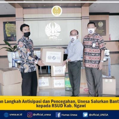 Lakukan Langkah Antisipasi dan Pencegahan, Unesa Salurkan Bantuan APD kepada RSUD Kab Ngawi