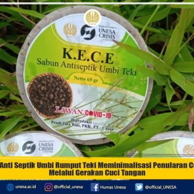 Sabun Anti Septik Umbi Rumput Teki Meminimalisasi Penularan Covid-19 Melalui Gerakan Cuci Tangan