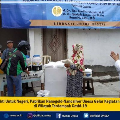 Berbakti Untuk Negeri, Pabrikan Nanogold-Nanosilver Unesa Gelar Kegiatan Sosial di Wilayah Terdampak Covid-19